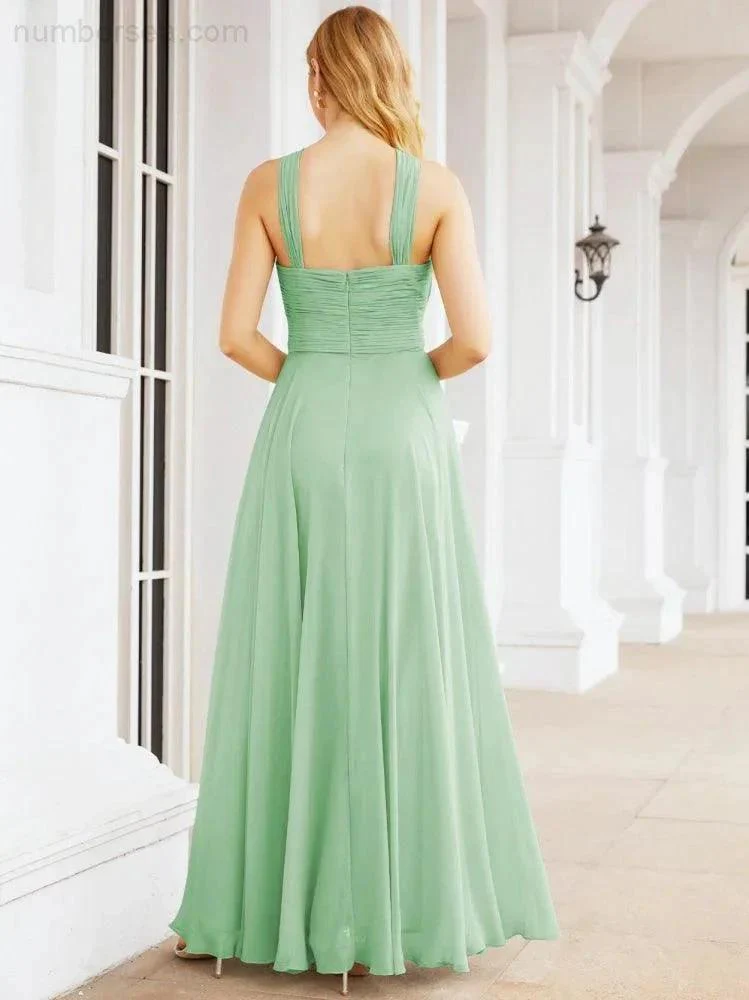 Numbersea Crisscross Halter Bridesmaid Dresses for Party Wedding Evening Prom Maxi Ball Gowns 28053 - Image 65