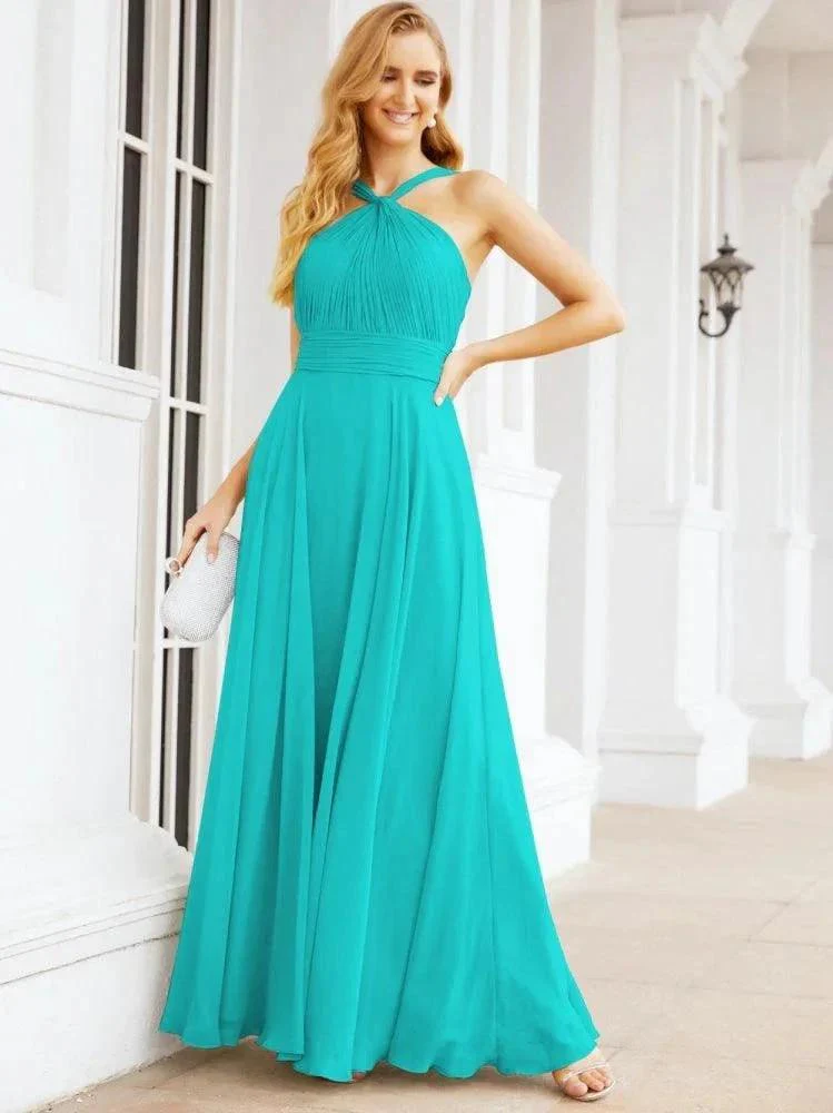 Numbersea Crisscross Halter Bridesmaid Dresses for Party Wedding Evening Prom Maxi Ball Gowns 28053 - Image 67