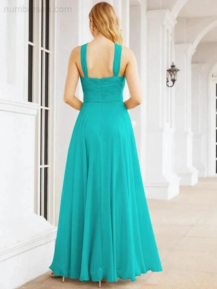 Numbersea Crisscross Halter Bridesmaid Dresses for Party Wedding Evening Prom Maxi Ball Gowns 28053 - Image 68