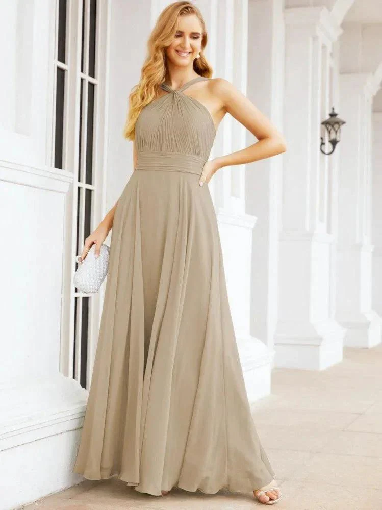 Numbersea Crisscross Halter Bridesmaid Dresses for Party Wedding Evening Prom Maxi Ball Gowns 28053 - Image 70