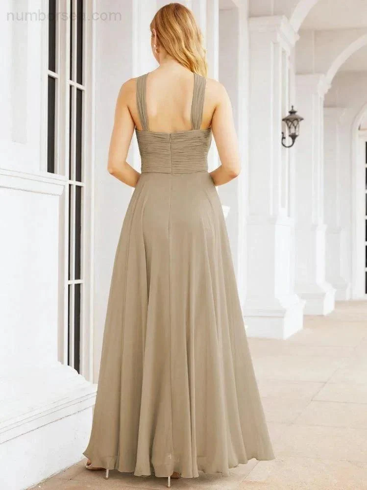 Numbersea Crisscross Halter Bridesmaid Dresses for Party Wedding Evening Prom Maxi Ball Gowns 28053 - Image 71