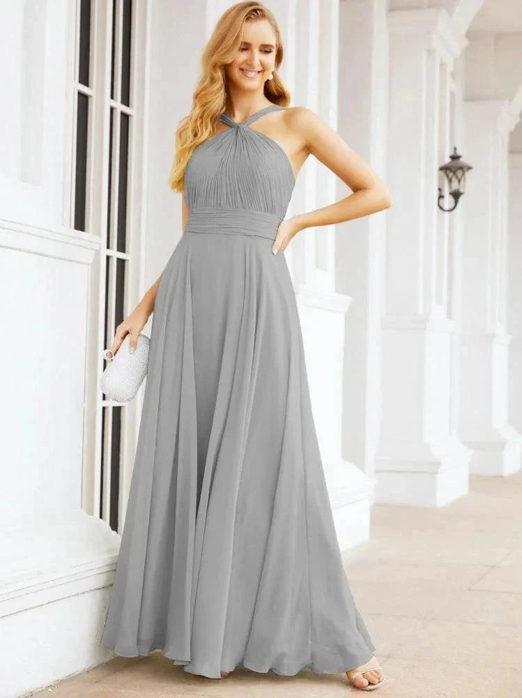 Numbersea Crisscross Halter Bridesmaid Dresses for Party Wedding Evening Prom Maxi Ball Gowns 28053 - Image 73