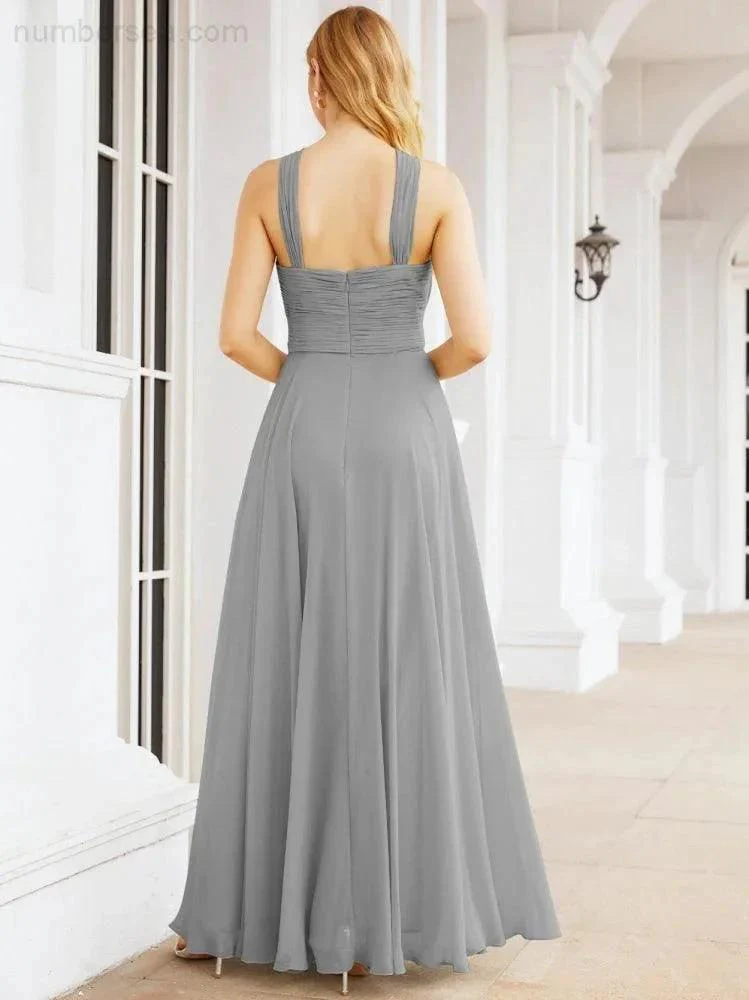 Numbersea Crisscross Halter Bridesmaid Dresses for Party Wedding Evening Prom Maxi Ball Gowns 28053 - Image 74