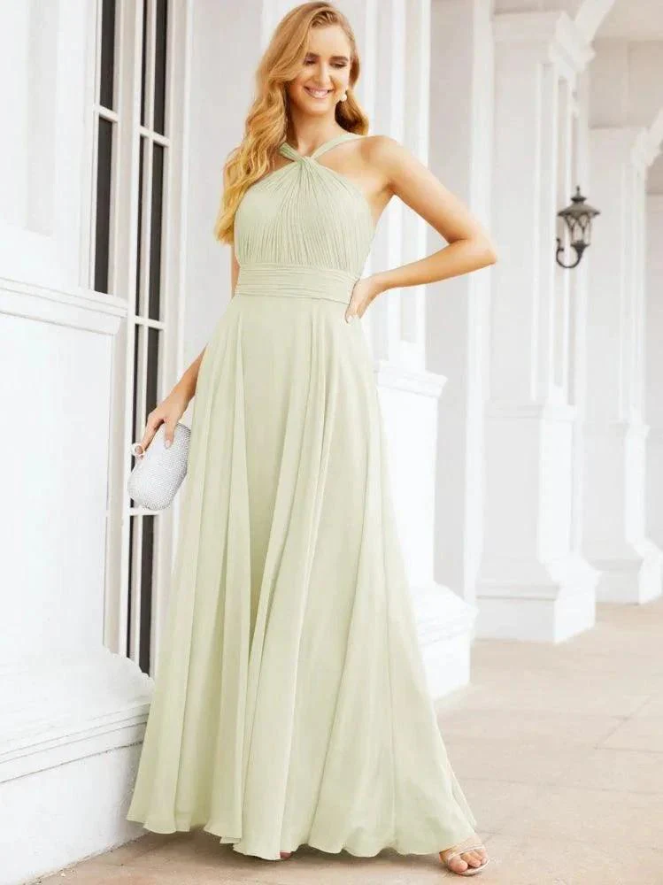 Numbersea Crisscross Halter Bridesmaid Dresses for Party Wedding Evening Prom Maxi Ball Gowns 28053 - Image 76