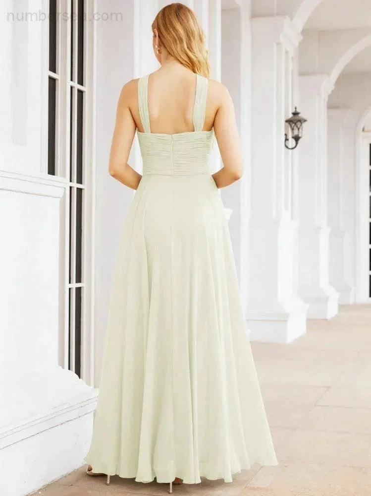 Numbersea Crisscross Halter Bridesmaid Dresses for Party Wedding Evening Prom Maxi Ball Gowns 28053 - Image 77