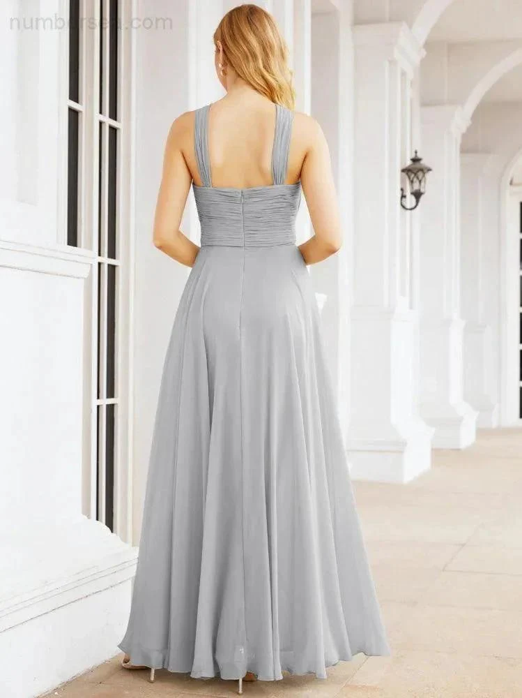 Numbersea Crisscross Halter Bridesmaid Dresses for Party Wedding Evening Prom Maxi Ball Gowns 28053 - Image 80