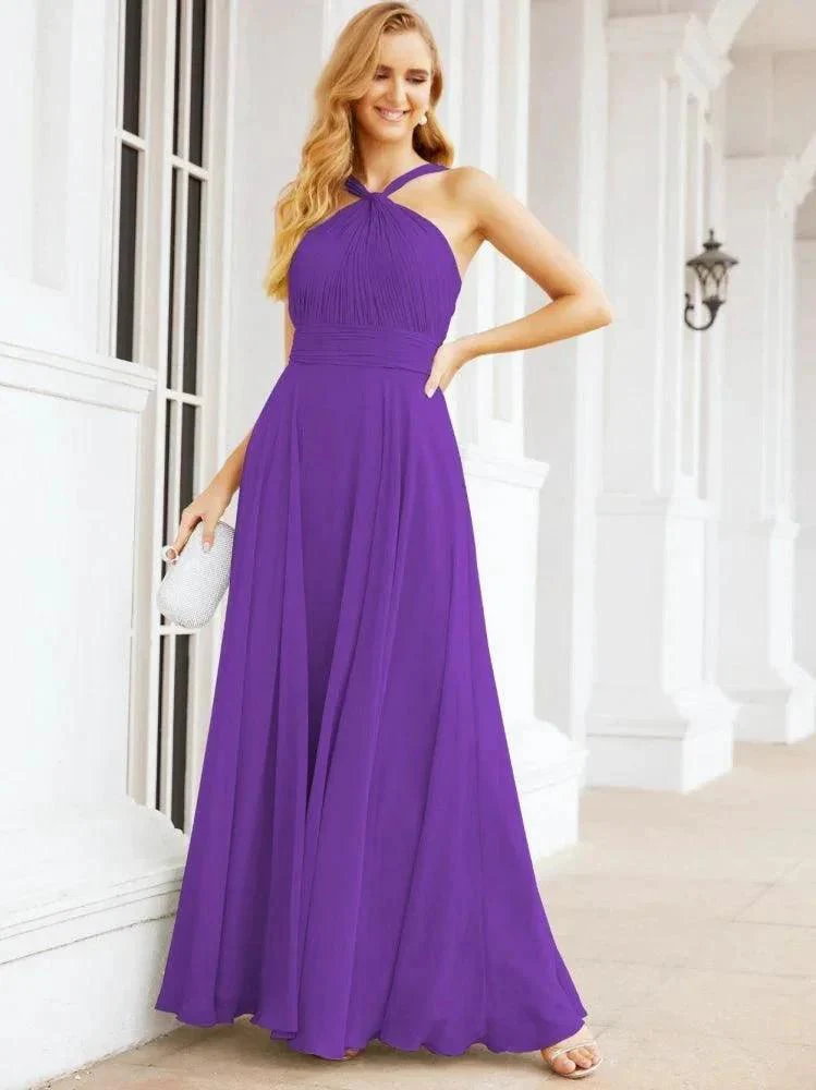 Numbersea Crisscross Halter Bridesmaid Dresses for Party Wedding Evening Prom Maxi Ball Gowns 28053 - Image 82