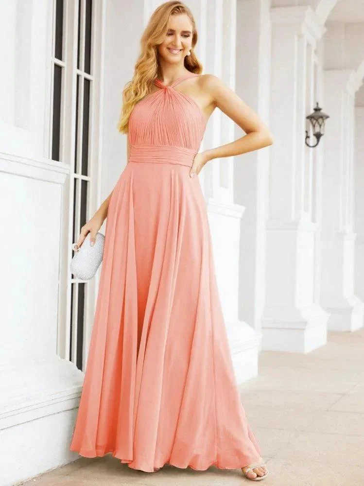 Numbersea Crisscross Halter Bridesmaid Dresses for Party Wedding Evening Prom Maxi Ball Gowns 28053 - Image 85