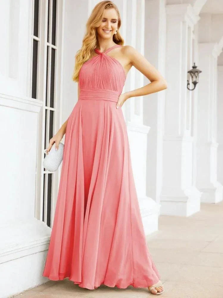 Numbersea Crisscross Halter Bridesmaid Dresses for Party Wedding Evening Prom Maxi Ball Gowns 28053 - Image 88