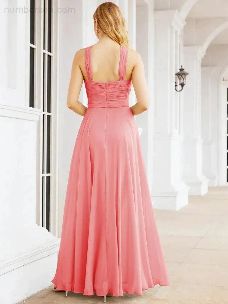 Numbersea Crisscross Halter Bridesmaid Dresses for Party Wedding Evening Prom Maxi Ball Gowns 28053 - Image 89