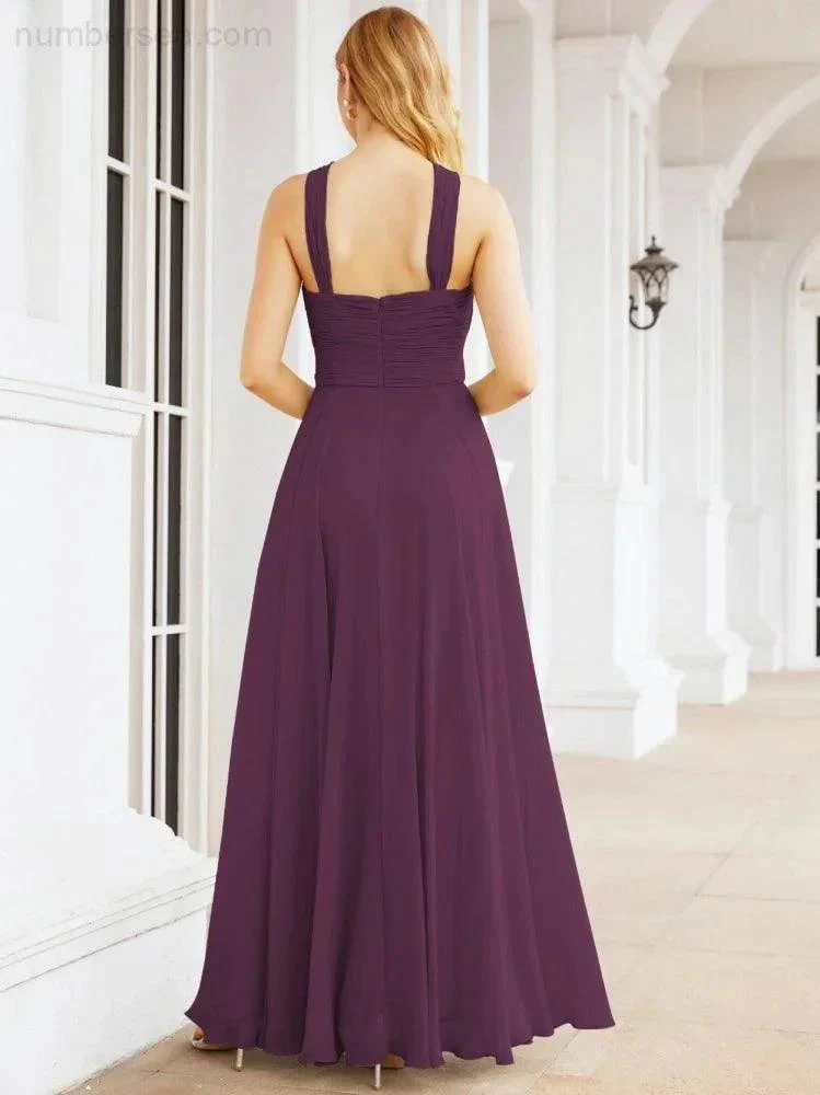 Numbersea Crisscross Halter Bridesmaid Dresses for Party Wedding Evening Prom Maxi Ball Gowns 28053 - Image 92