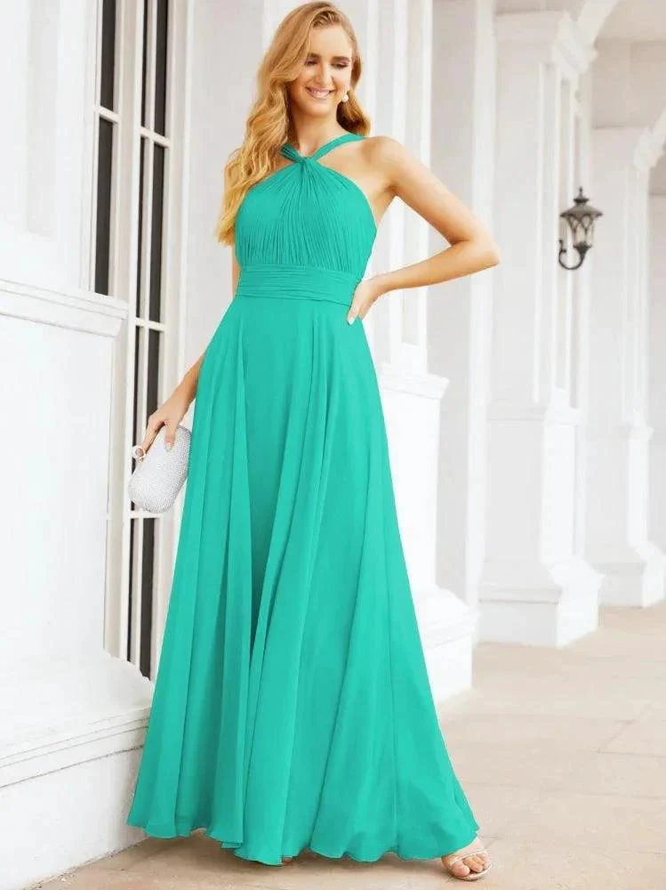 Numbersea Crisscross Halter Bridesmaid Dresses for Party Wedding Evening Prom Maxi Ball Gowns 28053 - Image 94