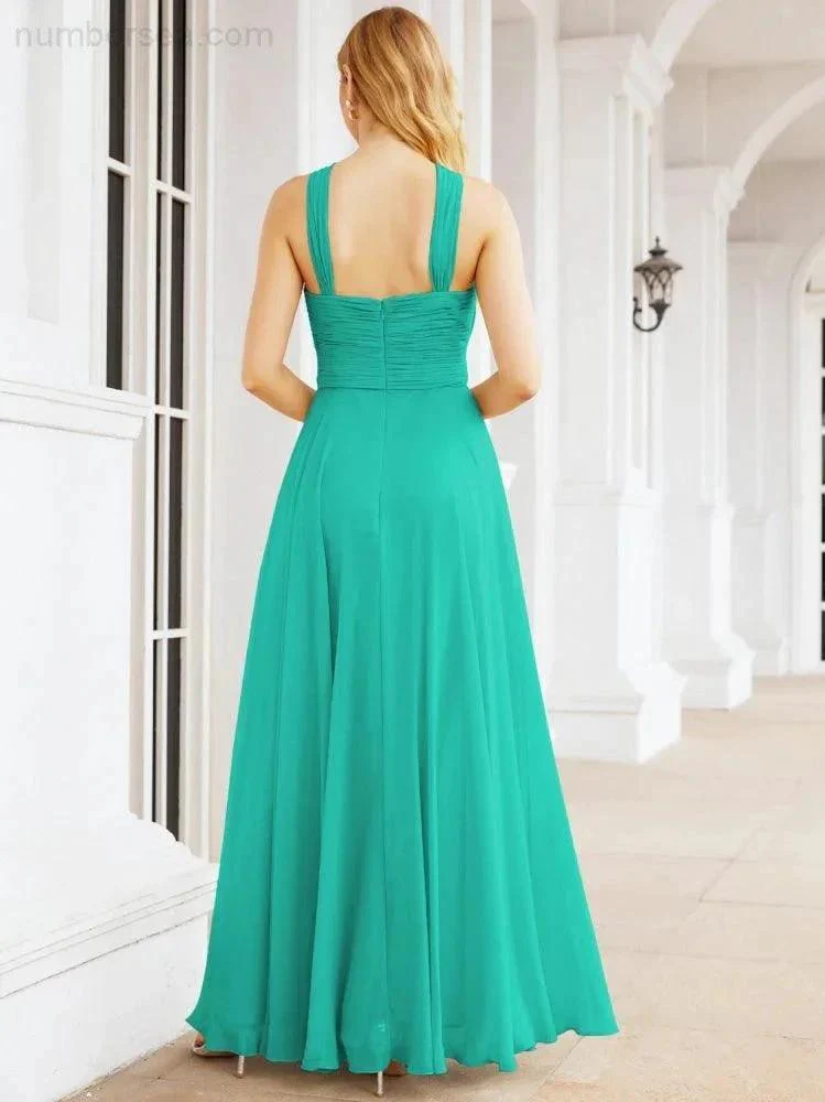 Numbersea Crisscross Halter Bridesmaid Dresses for Party Wedding Evening Prom Maxi Ball Gowns 28053 - Image 95