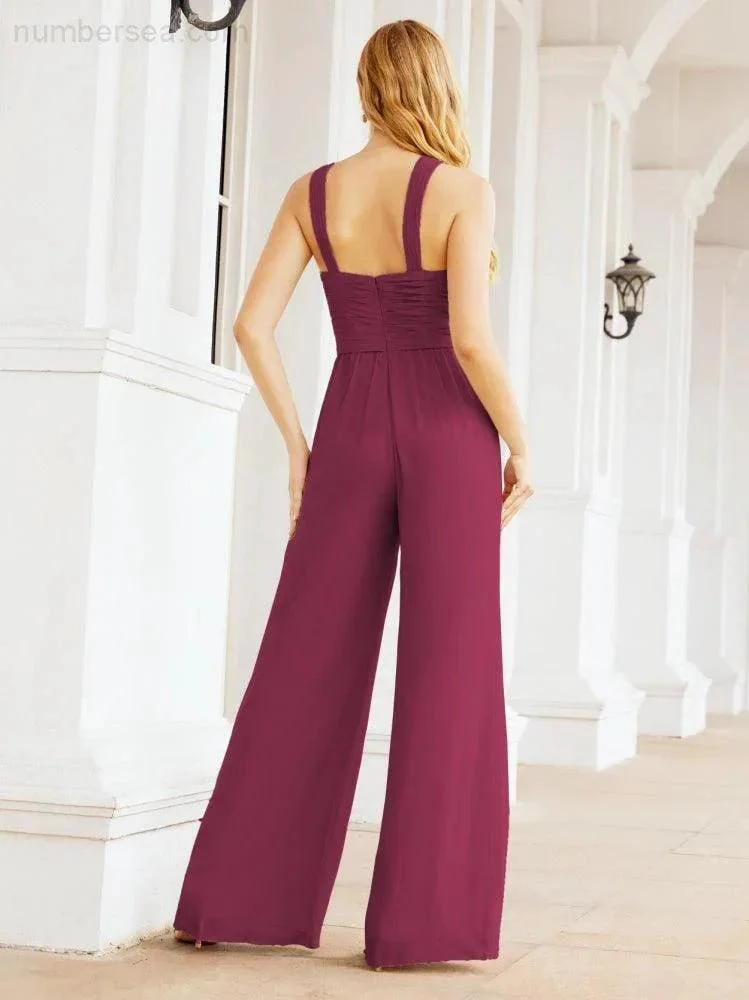 Numbersea Crisscross Neck Jumpsuit Formal Evening Dress Long Bridesmaid Dresses Bell-bottomed Pants 28033 - Image 101