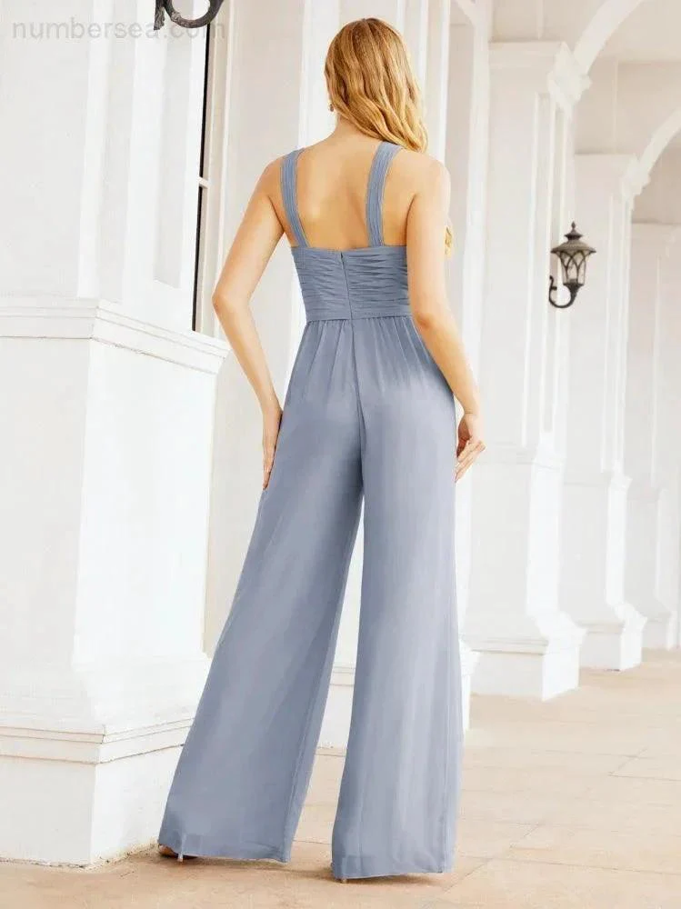 Numbersea Crisscross Neck Jumpsuit Formal Evening Dress Long Bridesmaid Dresses Bell-bottomed Pants 28033 - Image 11