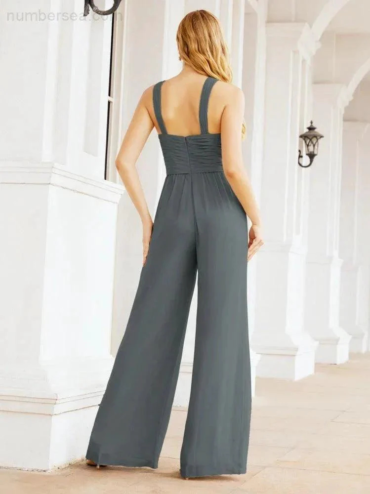 Numbersea Crisscross Neck Jumpsuit Formal Evening Dress Long Bridesmaid Dresses Bell-bottomed Pants 28033 - Image 113