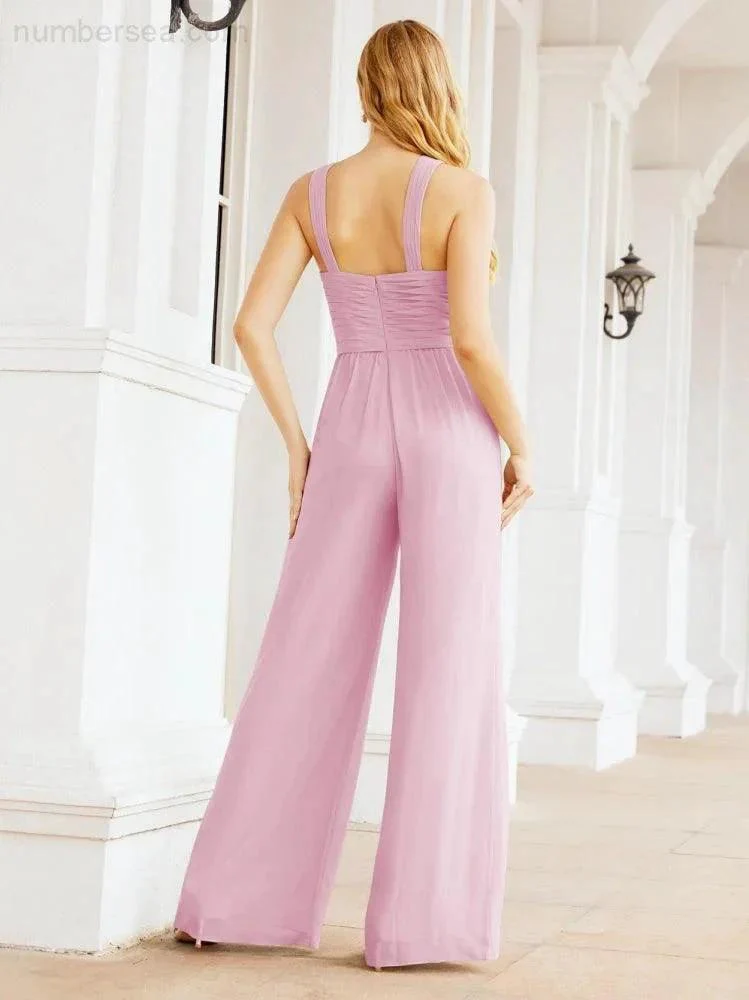 Numbersea Crisscross Neck Jumpsuit Formal Evening Dress Long Bridesmaid Dresses Bell-bottomed Pants 28033 - Image 116