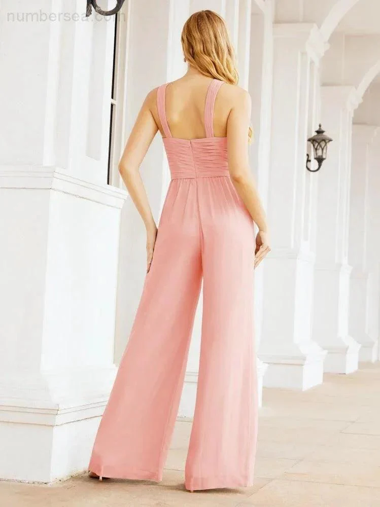 Numbersea Crisscross Neck Jumpsuit Formal Evening Dress Long Bridesmaid Dresses Bell-bottomed Pants 28033 - Image 119