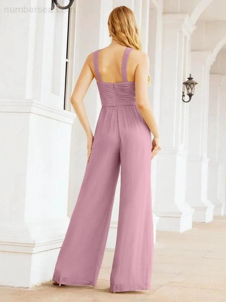 Numbersea Crisscross Neck Jumpsuit Formal Evening Dress Long Bridesmaid Dresses Bell-bottomed Pants 28033 - Image 2