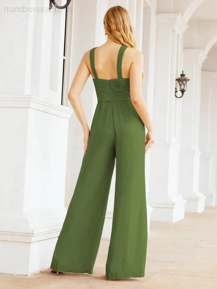 Numbersea Crisscross Neck Jumpsuit Formal Evening Dress Long Bridesmaid Dresses Bell-bottomed Pants 28033 - Image 20