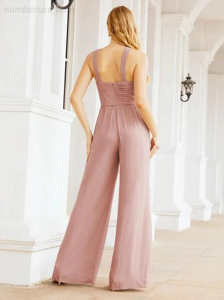 Numbersea Crisscross Neck Jumpsuit Formal Evening Dress Long Bridesmaid Dresses Bell-bottomed Pants 28033 - Image 26