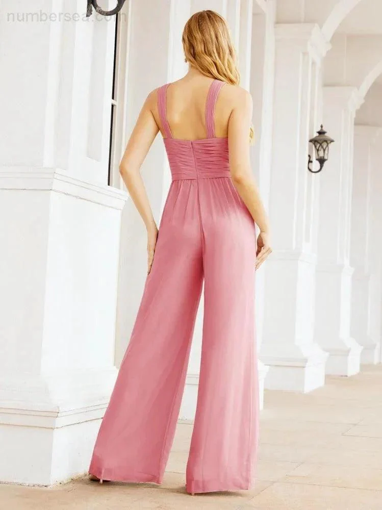 Numbersea Crisscross Neck Jumpsuit Formal Evening Dress Long Bridesmaid Dresses Bell-bottomed Pants 28033 - Image 32