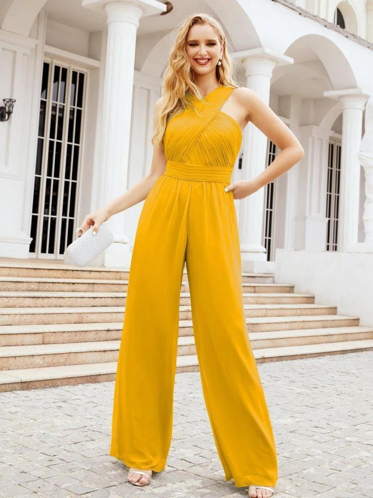 Numbersea Crisscross Neck Jumpsuit Formal Evening Dress Long Bridesmaid Dresses Bell-bottomed Pants 28033 - Image 4