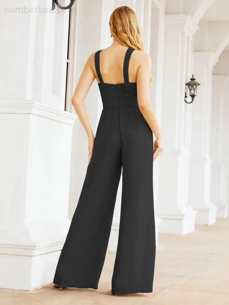 Numbersea Crisscross Neck Jumpsuit Formal Evening Dress Long Bridesmaid Dresses Bell-bottomed Pants 28033 - Image 44
