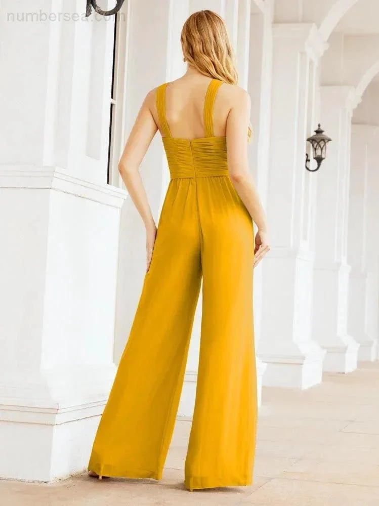 Numbersea Crisscross Neck Jumpsuit Formal Evening Dress Long Bridesmaid Dresses Bell-bottomed Pants 28033 - Image 5