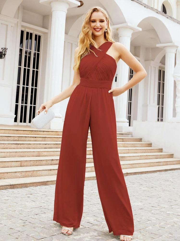 Numbersea Crisscross Neck Jumpsuit Formal Evening Dress Long Bridesmaid Dresses Bell-bottomed Pants 28033 - Image 55