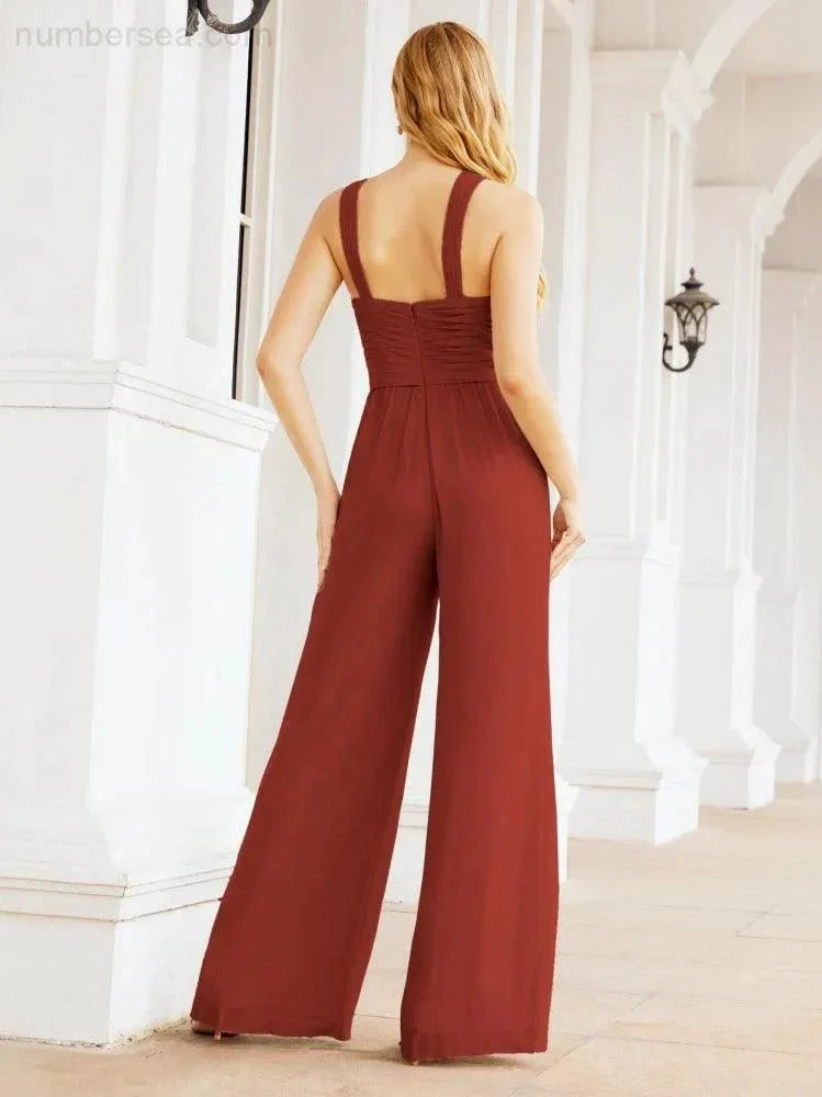 Numbersea Crisscross Neck Jumpsuit Formal Evening Dress Long Bridesmaid Dresses Bell-bottomed Pants 28033 - Image 56