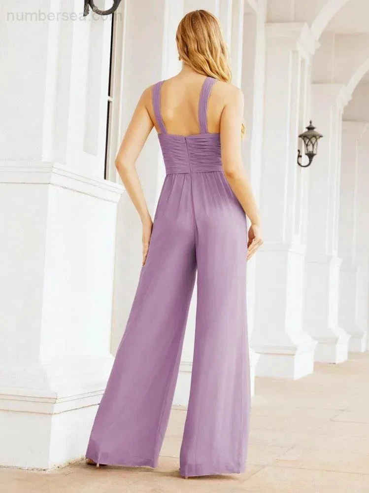 Numbersea Crisscross Neck Jumpsuit Formal Evening Dress Long Bridesmaid Dresses Bell-bottomed Pants 28033 - Image 62