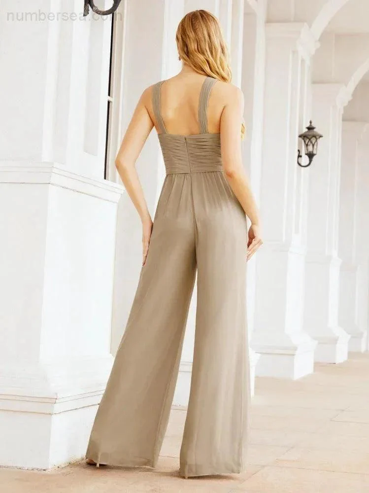 Numbersea Crisscross Neck Jumpsuit Formal Evening Dress Long Bridesmaid Dresses Bell-bottomed Pants 28033 - Image 71