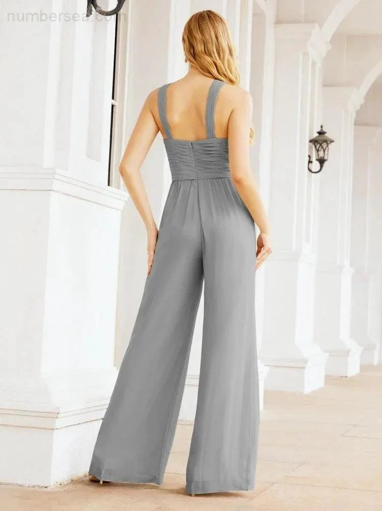 Numbersea Crisscross Neck Jumpsuit Formal Evening Dress Long Bridesmaid Dresses Bell-bottomed Pants 28033 - Image 74