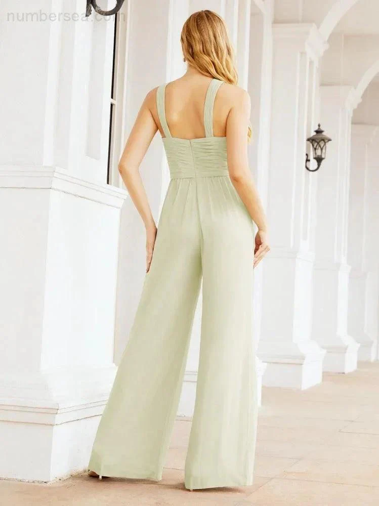 Numbersea Crisscross Neck Jumpsuit Formal Evening Dress Long Bridesmaid Dresses Bell-bottomed Pants 28033 - Image 77