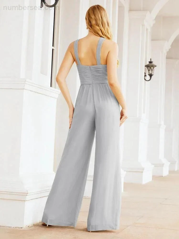 Numbersea Crisscross Neck Jumpsuit Formal Evening Dress Long Bridesmaid Dresses Bell-bottomed Pants 28033 - Image 80
