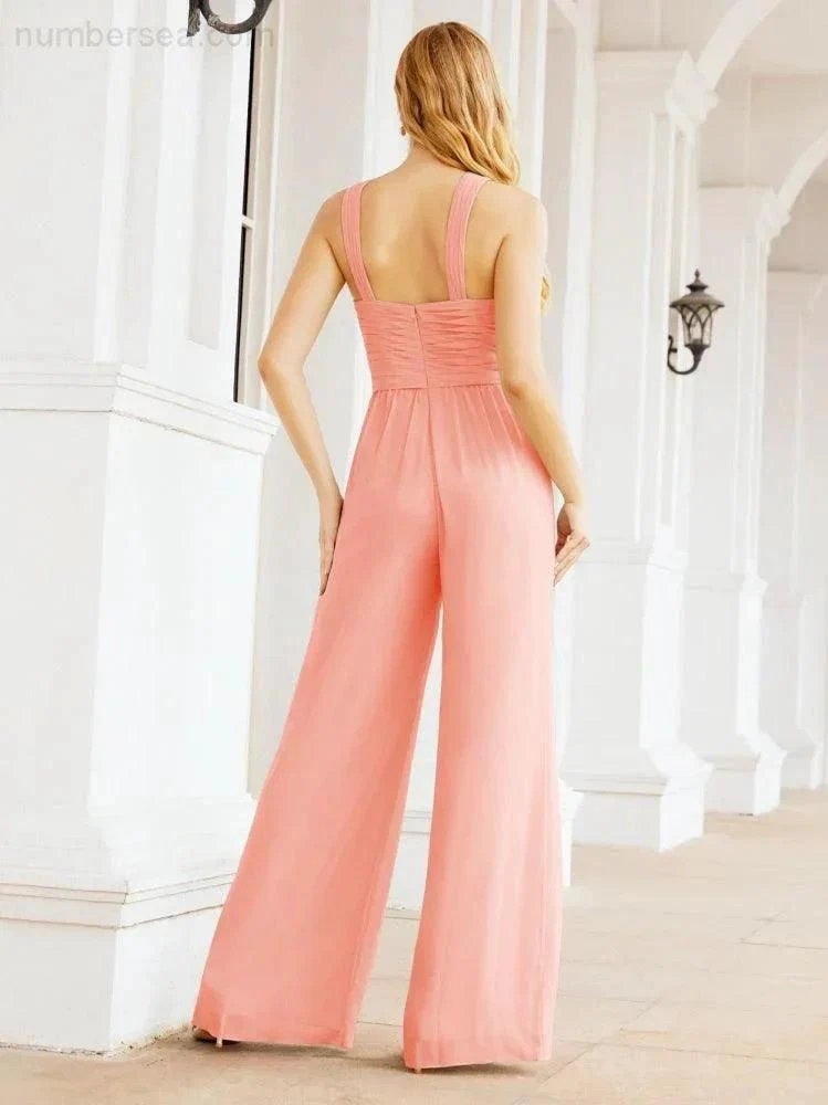 Numbersea Crisscross Neck Jumpsuit Formal Evening Dress Long Bridesmaid Dresses Bell-bottomed Pants 28033 - Image 86