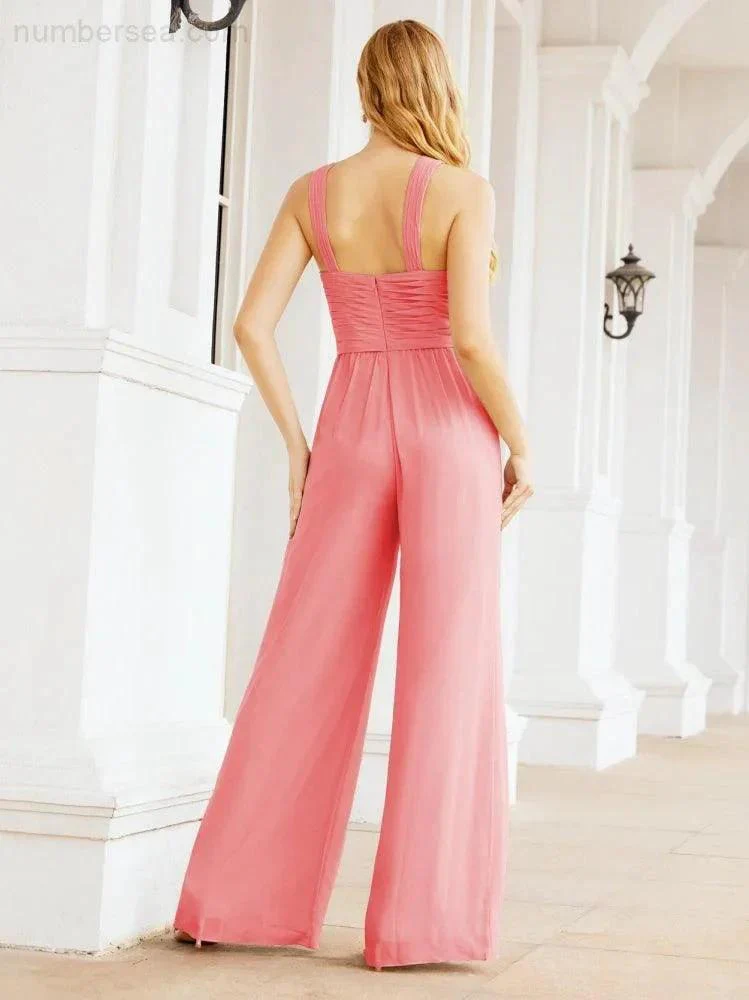 Numbersea Crisscross Neck Jumpsuit Formal Evening Dress Long Bridesmaid Dresses Bell-bottomed Pants 28033 - Image 89