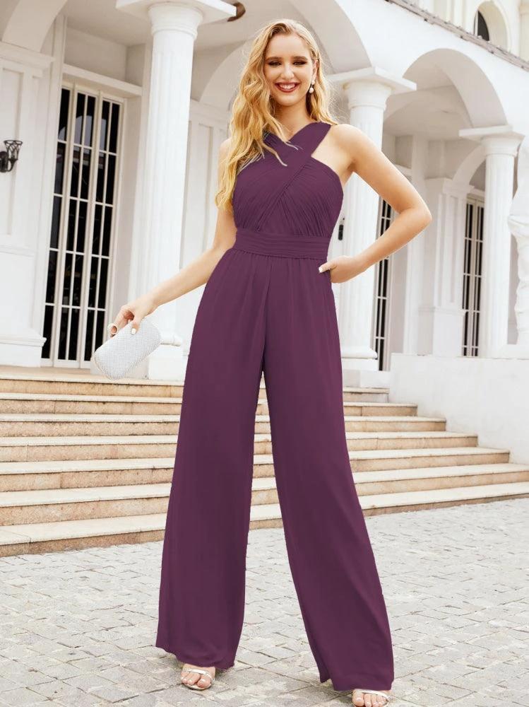 Numbersea Crisscross Neck Jumpsuit Formal Evening Dress Long Bridesmaid Dresses Bell-bottomed Pants 28033 - Image 91