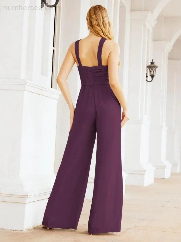 Numbersea Crisscross Neck Jumpsuit Formal Evening Dress Long Bridesmaid Dresses Bell-bottomed Pants 28033 - Image 92