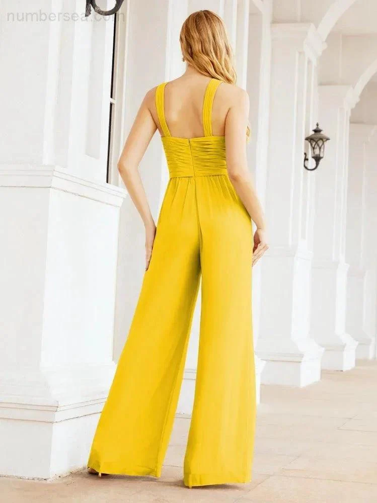 Numbersea Crisscross Neck Jumpsuit Formal Evening Dress Long Bridesmaid Dresses Bell-bottomed Pants 28033 - Image 98
