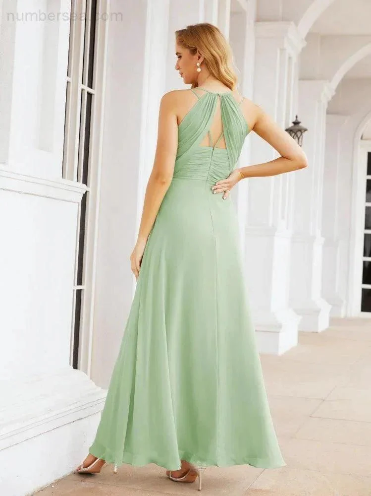 Numbersea Double Spaghetti Straps Bridesmaid Dresses for Women Long Formal Party Dress Side Split 28051 - Image 10
