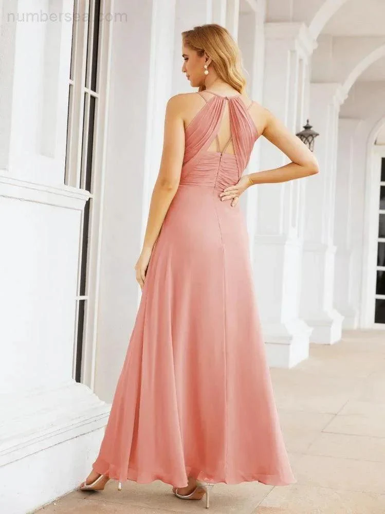 Numbersea Double Spaghetti Straps Bridesmaid Dresses for Women Long Formal Party Dress Side Split 28051 - Image 12