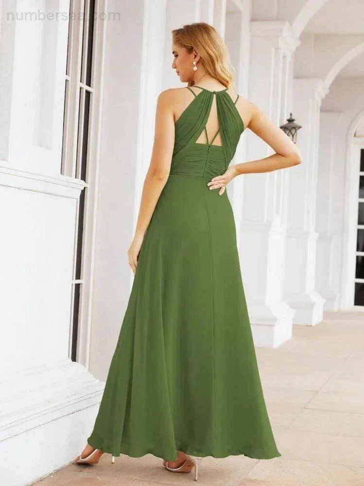 Numbersea Double Spaghetti Straps Bridesmaid Dresses for Women Long Formal Party Dress Side Split 28051 - Image 14