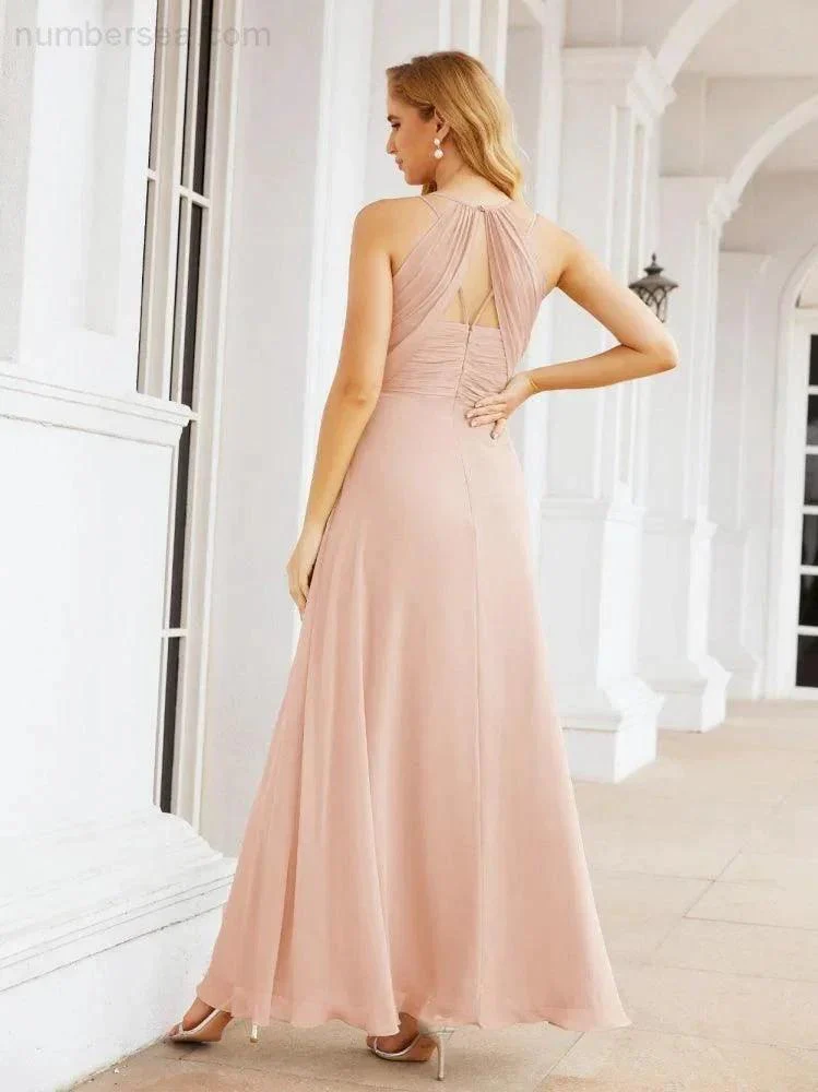 Numbersea Double Spaghetti Straps Bridesmaid Dresses for Women Long Formal Party Dress Side Split 28051 - Image 16