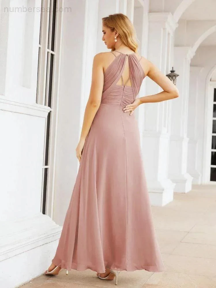Numbersea Double Spaghetti Straps Bridesmaid Dresses for Women Long Formal Party Dress Side Split 28051 - Image 18