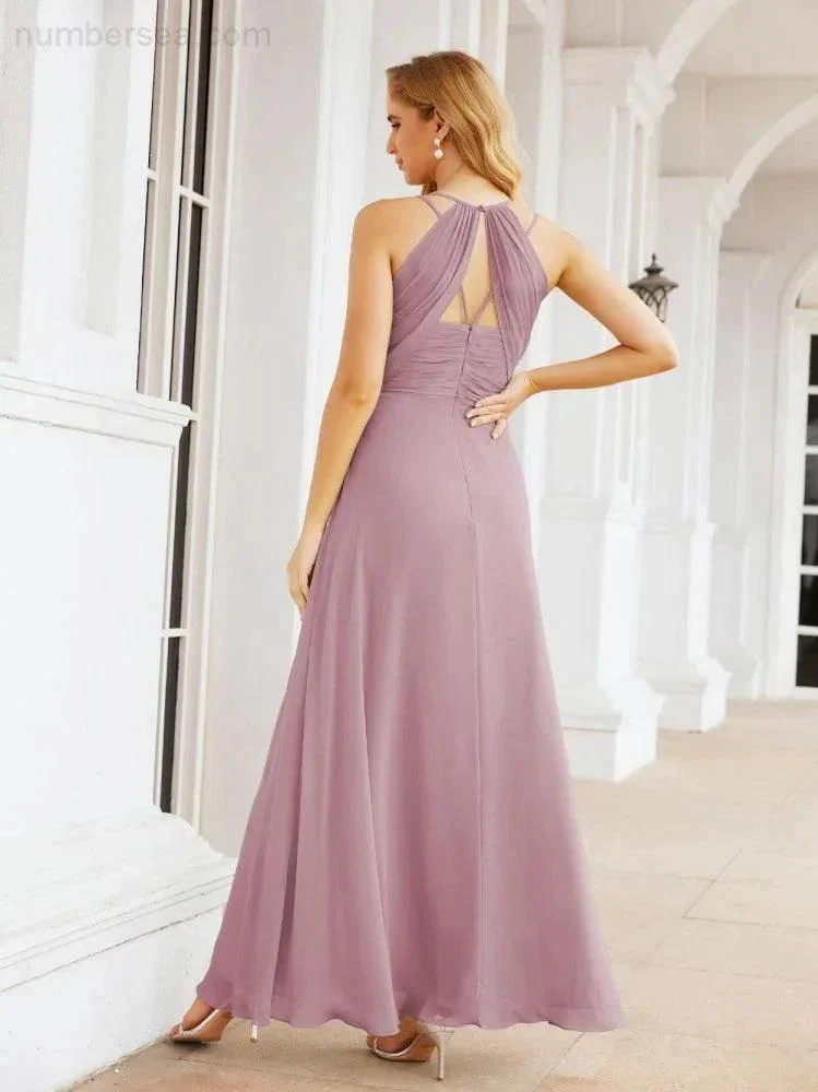 Numbersea Double Spaghetti Straps Bridesmaid Dresses for Women Long Formal Party Dress Side Split 28051 - Image 2