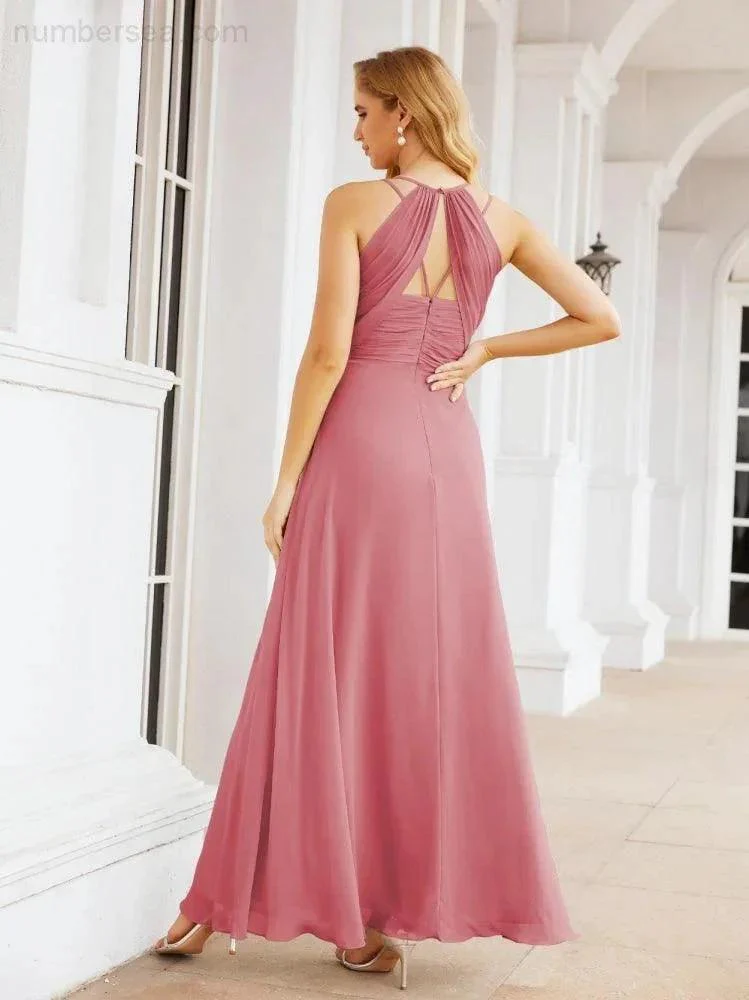 Numbersea Double Spaghetti Straps Bridesmaid Dresses for Women Long Formal Party Dress Side Split 28051 - Image 22