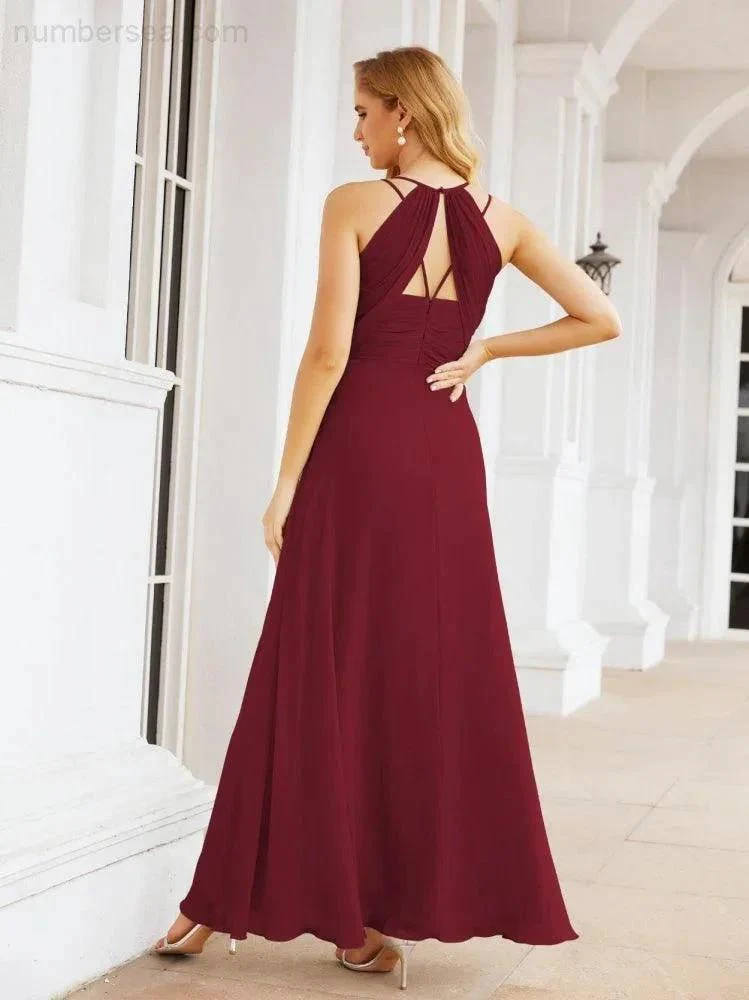 Numbersea Double Spaghetti Straps Bridesmaid Dresses for Women Long Formal Party Dress Side Split 28051 - Image 24