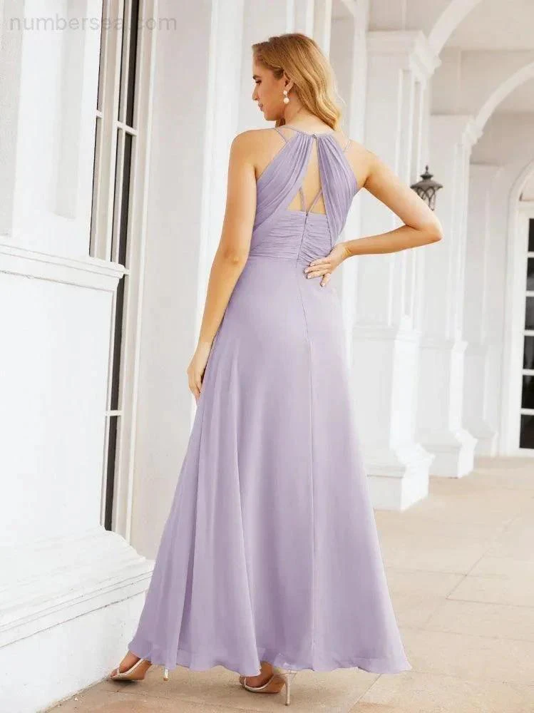 Numbersea Double Spaghetti Straps Bridesmaid Dresses for Women Long Formal Party Dress Side Split 28051 - Image 28